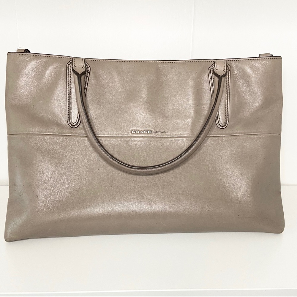 COACH Soft Bright Nappa Borough Satchel Bag Taupe